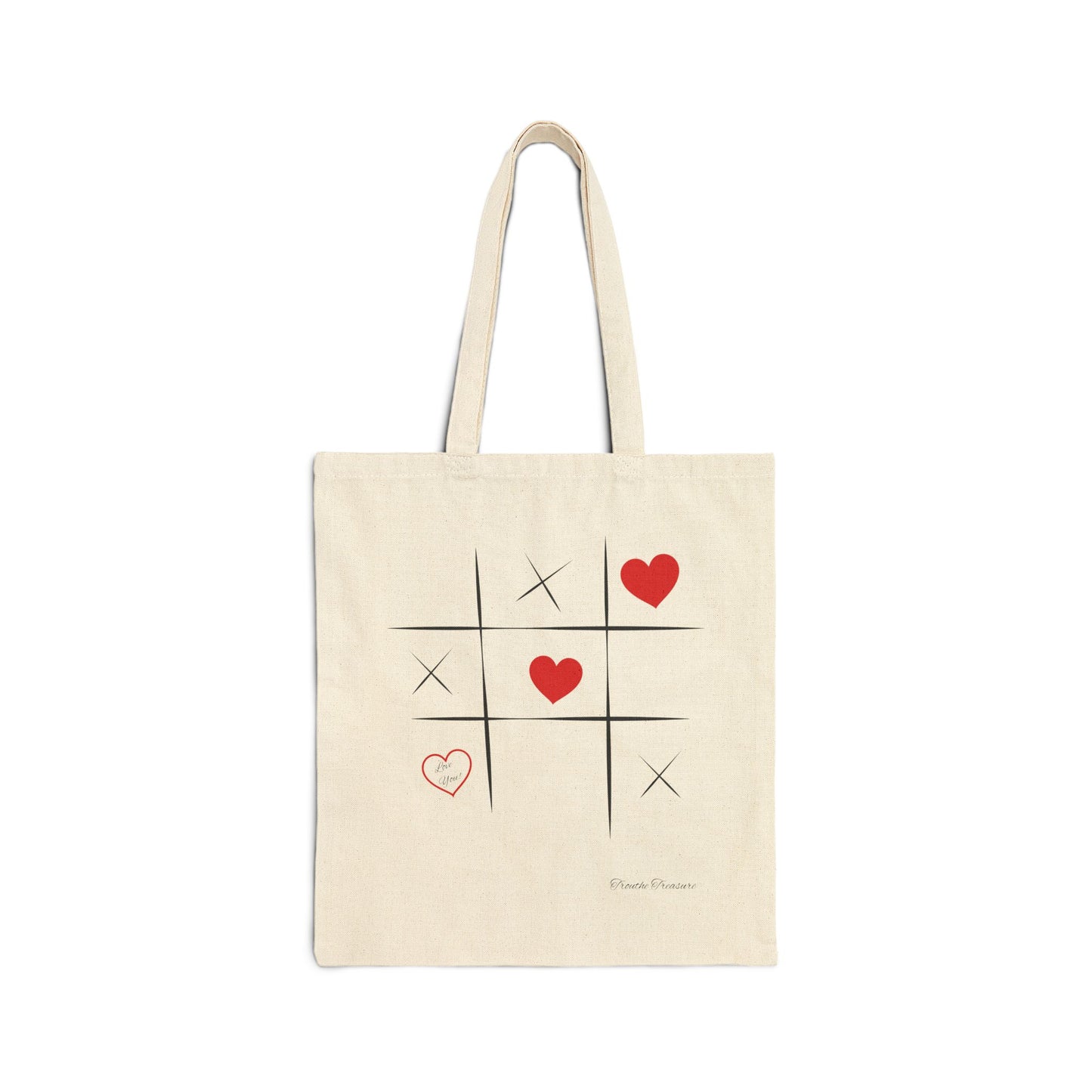 Cute Tic-Tac-Toe Hearts Cotton Canvas Tote Bag - Perfect for Gifts and Everyday Use