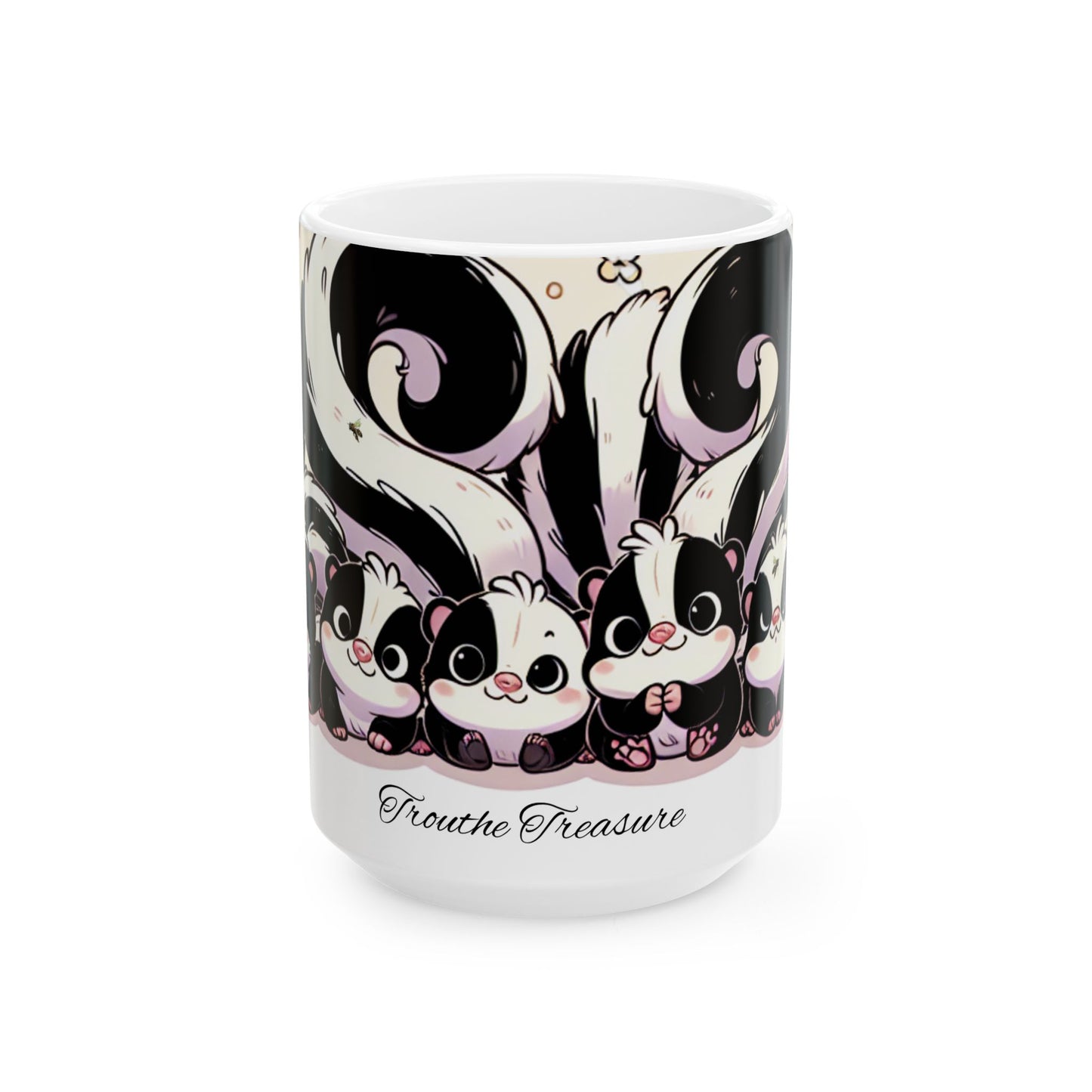 Cute Skunk Ceramic Mug - Frouth the Treasure, Perfect for Animal Lovers