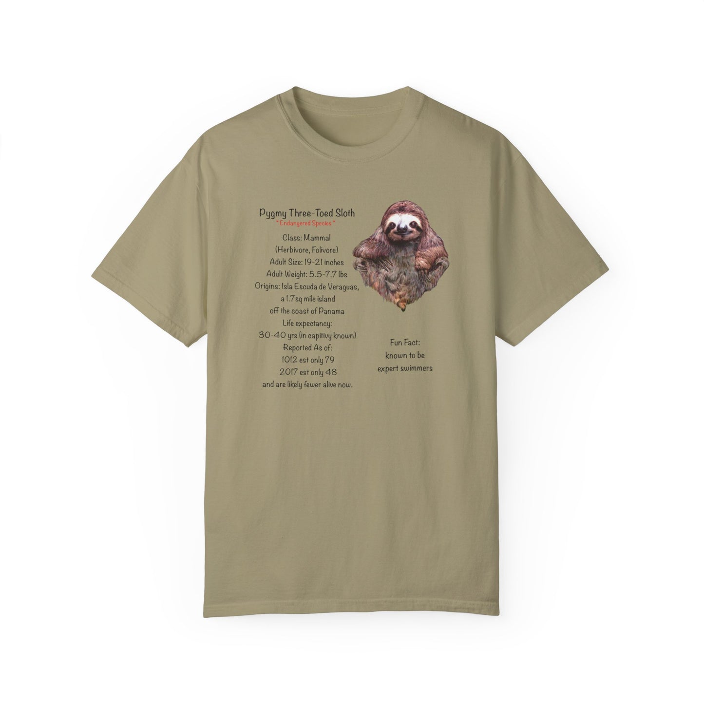 Endangered Pygmy Sloth - Unisex Garment-Dyed T-shirt