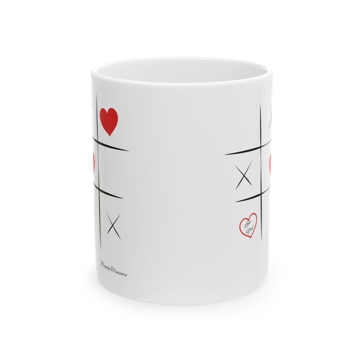Love Game Ceramic Mug - Fun & Playful Heart Design for Coffee Lovers
