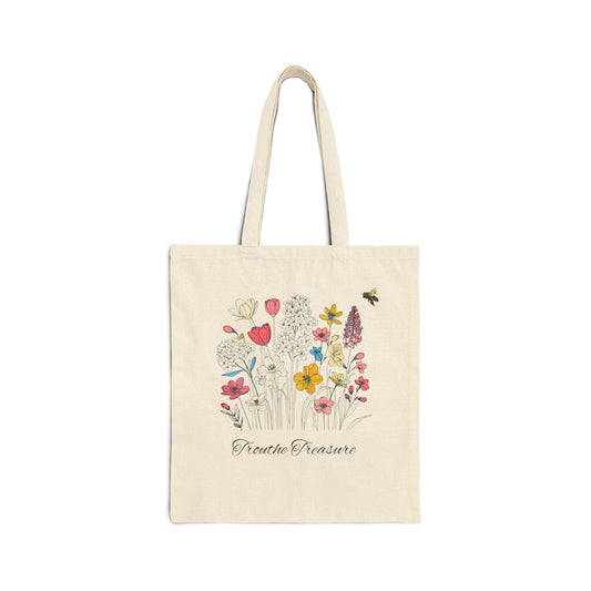Floral Cotton Canvas Tote Bag - TT in bloom