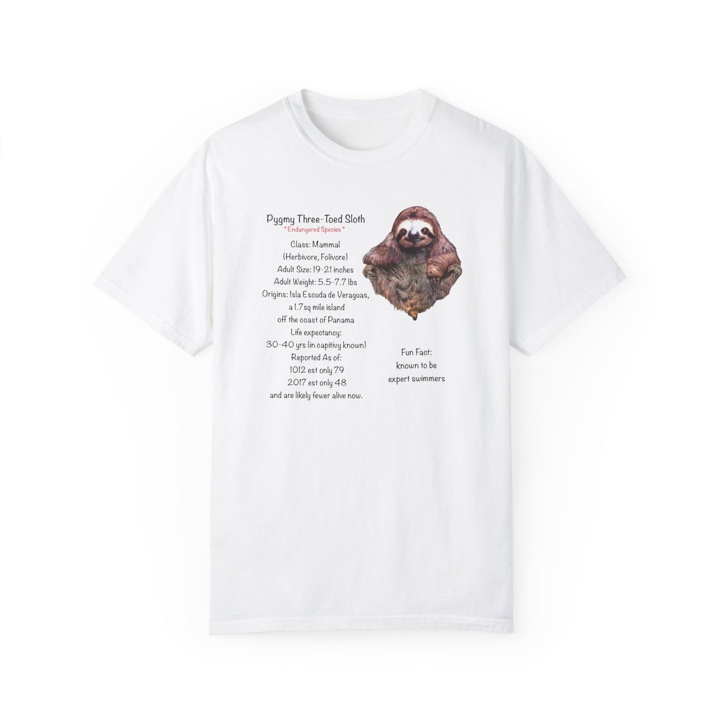Endangered Pygmy Sloth - Unisex Garment-Dyed T-shirt