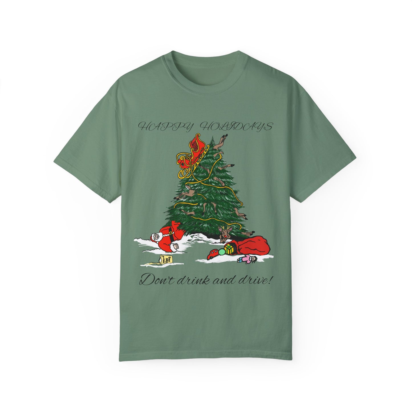 Santa 100 proof - Unisex Garment-Dyed T-shirt