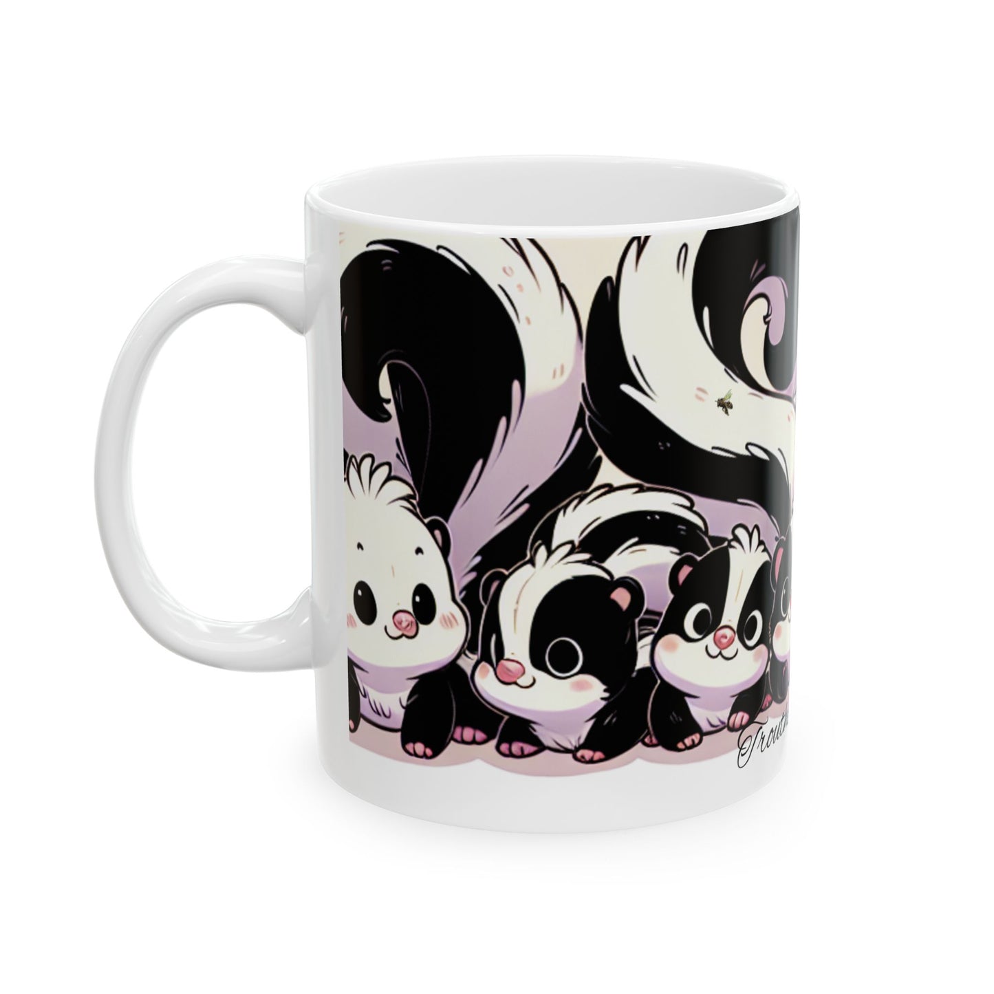 Cute Skunk Ceramic Mug - Frouth the Treasure, Perfect for Animal Lovers
