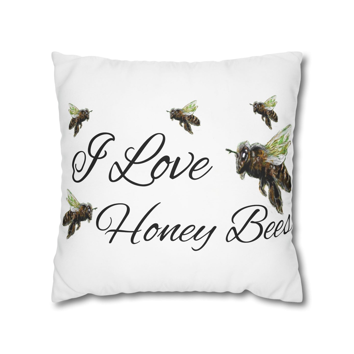 Trouthe Treasure / Honey Bee - Square Poly Canvas Pillowcase .