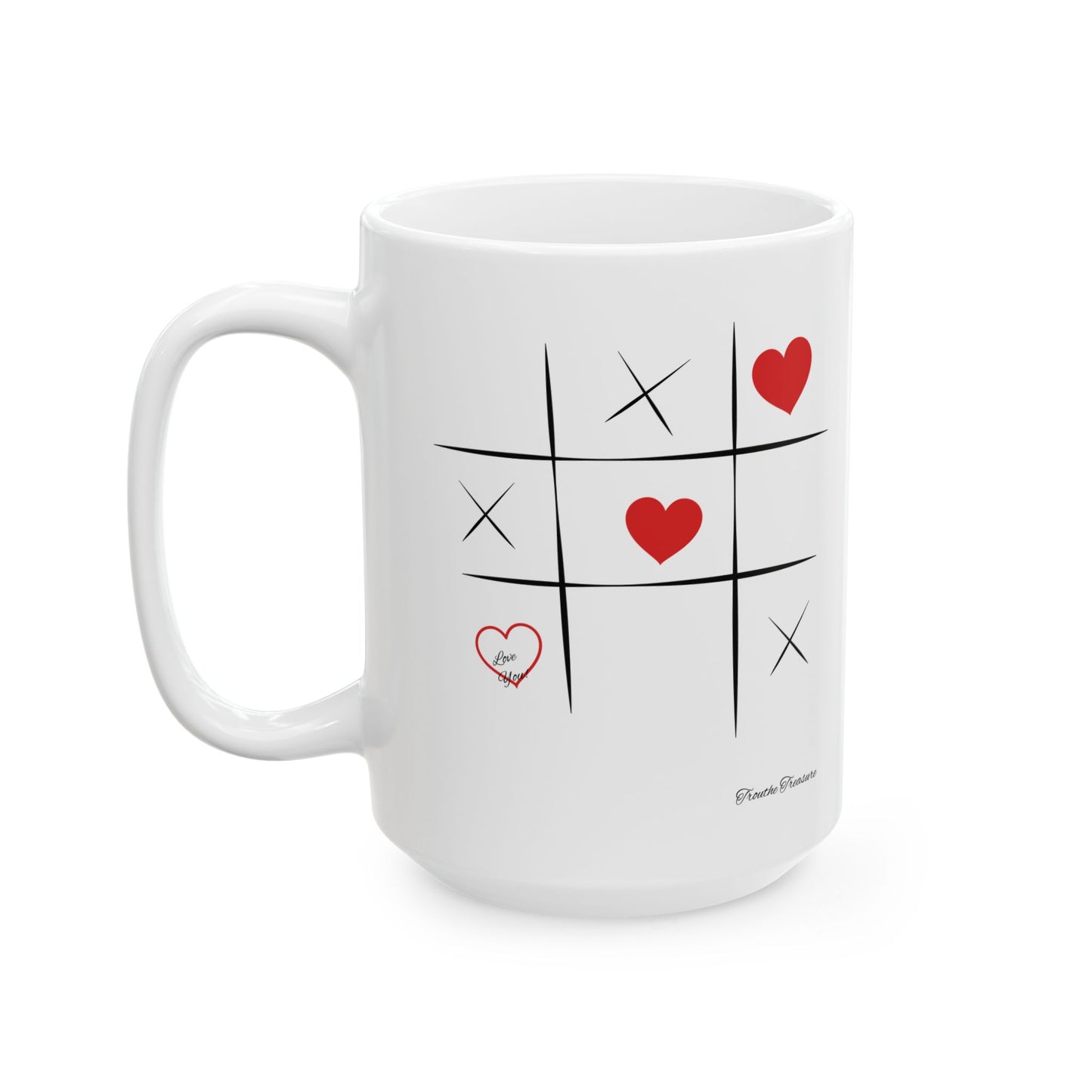 Love Game Ceramic Mug - Fun & Playful Heart Design for Coffee Lovers