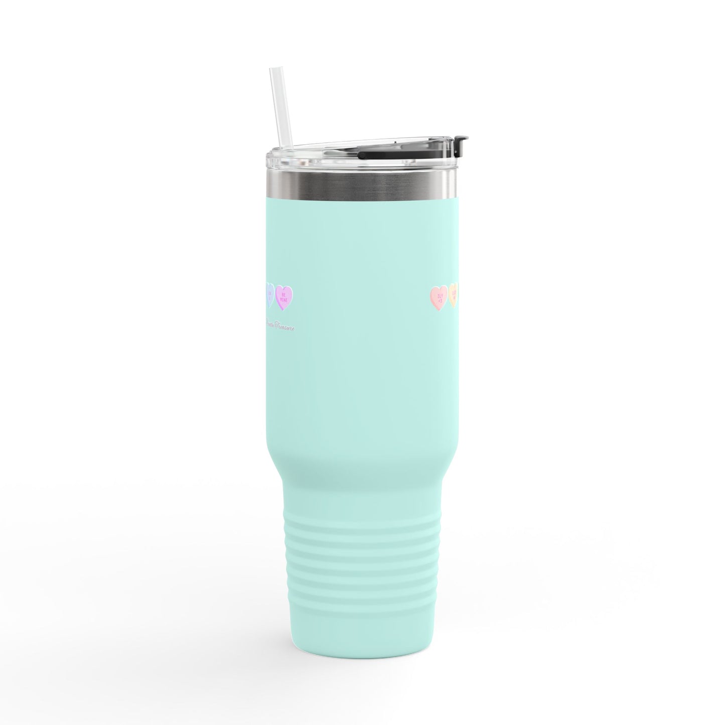 Colorful Hearts Insulated Travel Mug - 40oz, Perfect for Coffee Lovers & Gifts