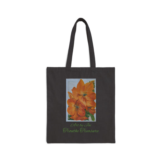Orange Floral - Cotton Canvas Tote Bag (dual sided)