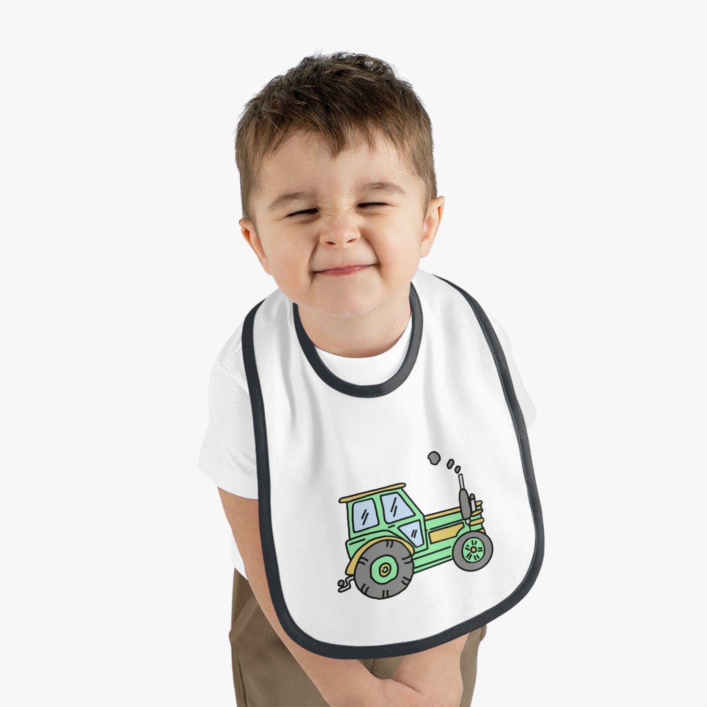 Tractor - Baby Contrast Trim Jersey Bib