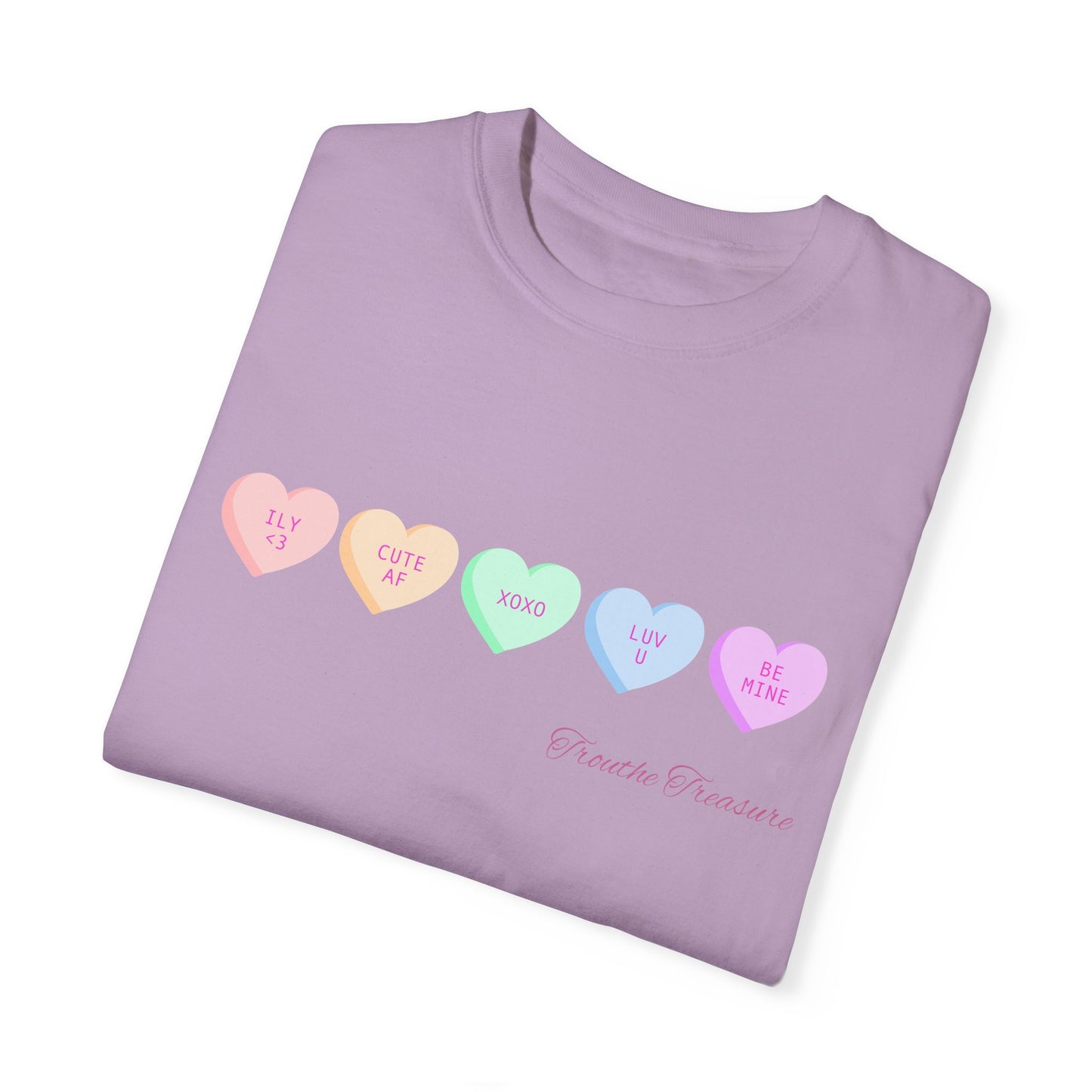 Cute Hearts Unisex Garment-Dyed T-Shirt for Valentine's Day