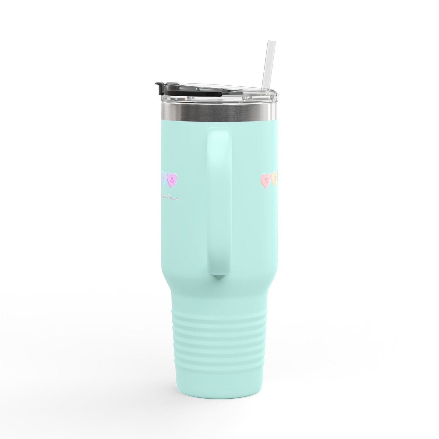 Colorful Hearts Insulated Travel Mug - 40oz, Perfect for Coffee Lovers & Gifts