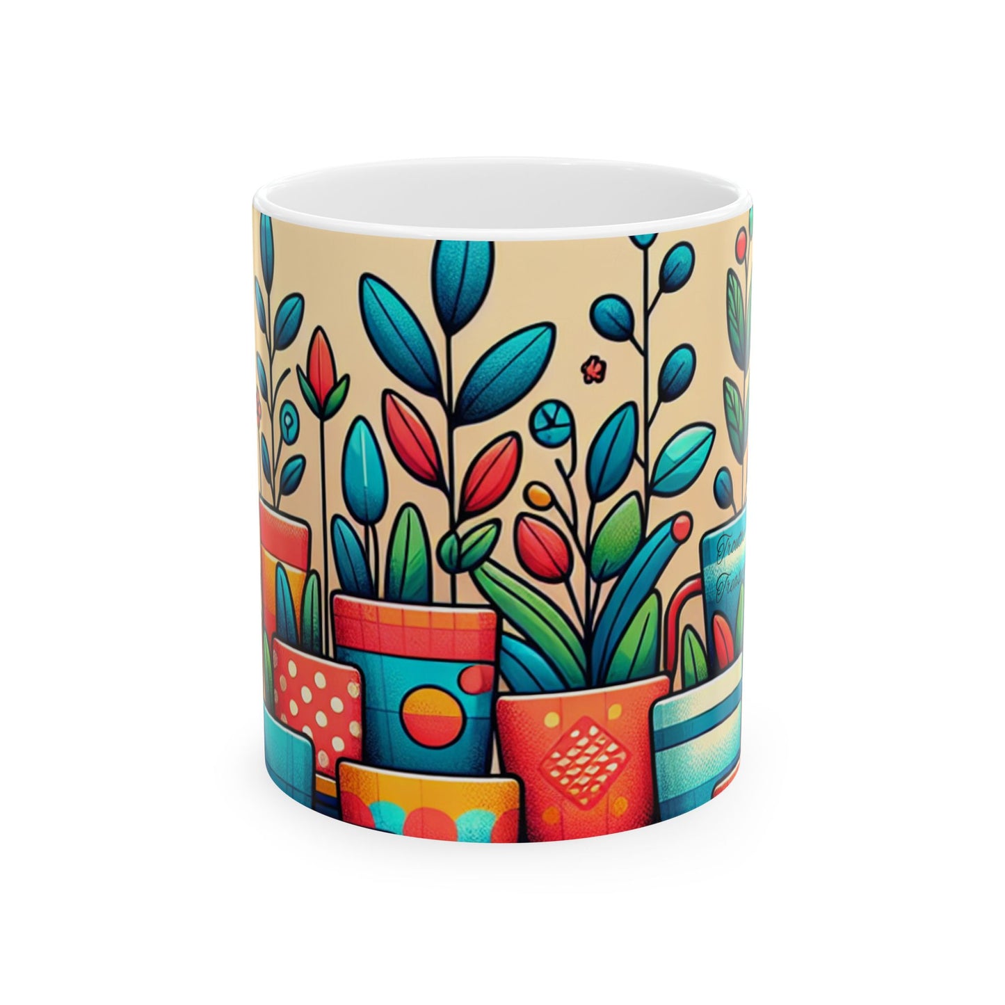 Vibrant Botanical Ceramic Mug - Perfect Gift for Plant Lovers