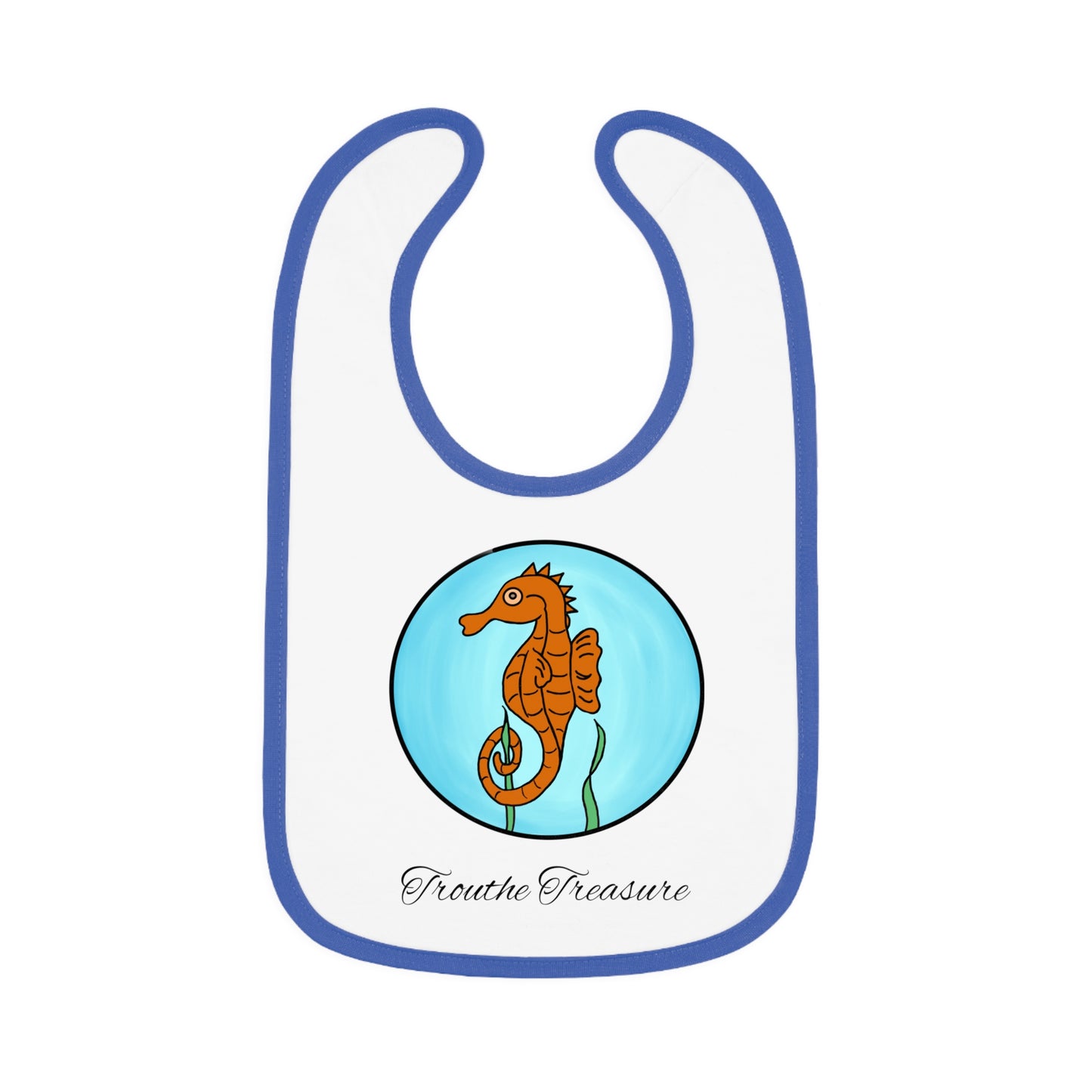 Seahorse - Baby Contrast Trim Jersey Bib