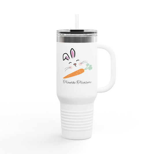 Insulated Travel Mug - Cute Bunny & Carrot Design, Perfect for Easter and Spring Celebrations