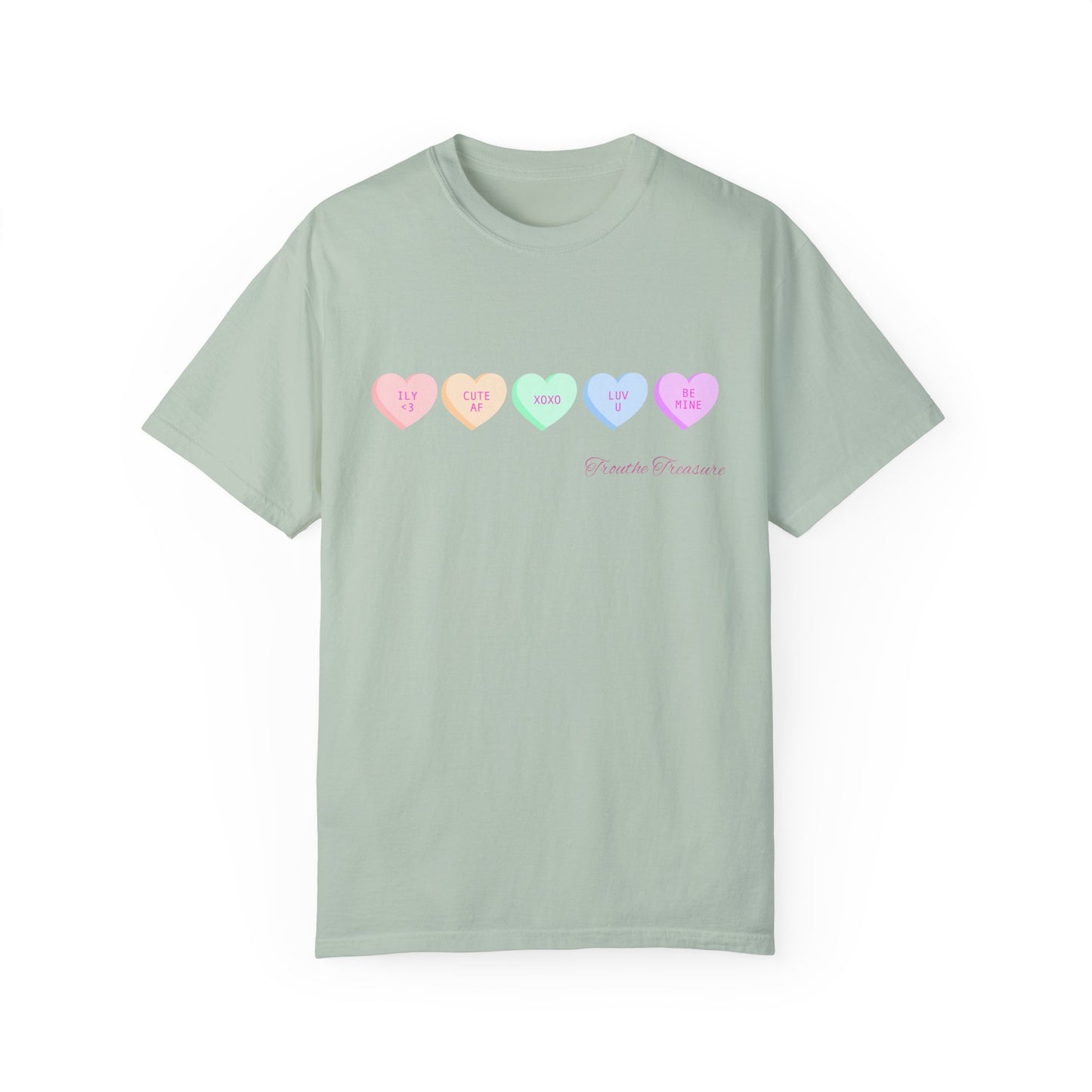 Cute Hearts Unisex Garment-Dyed T-Shirt for Valentine's Day