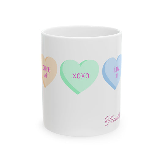 Cute Hearts Ceramic Coffee Mug - Valentine's Day Gift, 11oz & 15oz