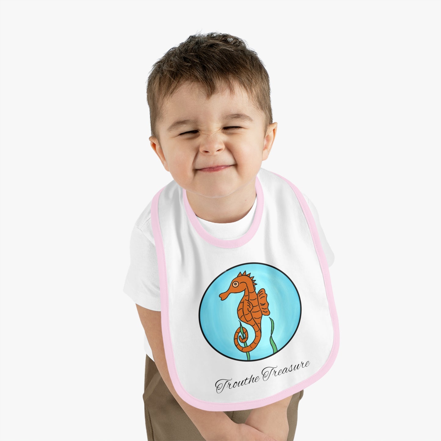 Seahorse - Baby Contrast Trim Jersey Bib