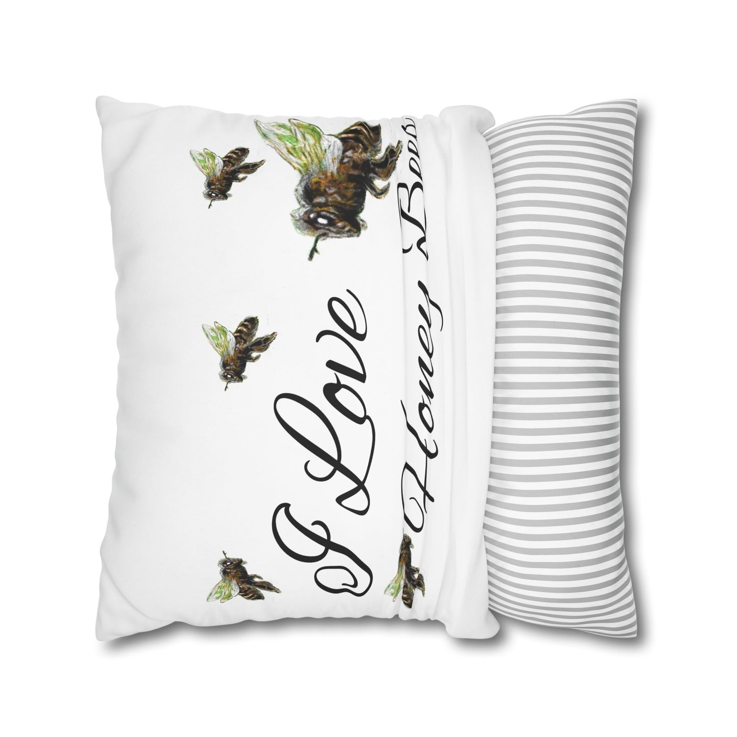 Trouthe Treasure / Honey Bee - Square Poly Canvas Pillowcase .