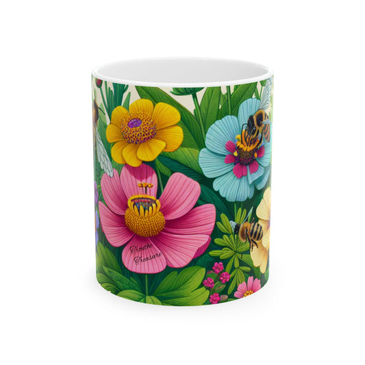 Colorful Floral Ceramic Mug - 11oz & 15oz - Perfect for Spring & Summer Gifts