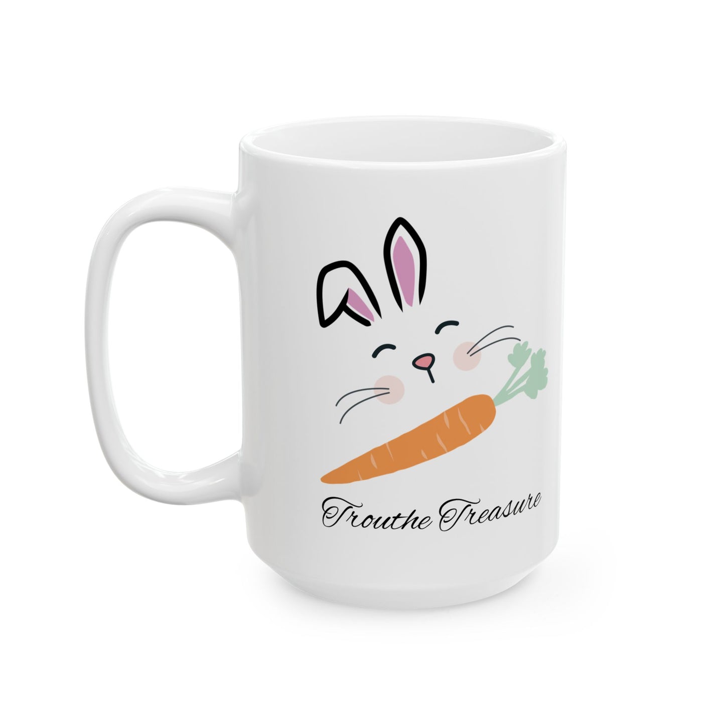 Cute Bunny Ceramic Mug - 'Treasure' Design (11oz & 15oz)