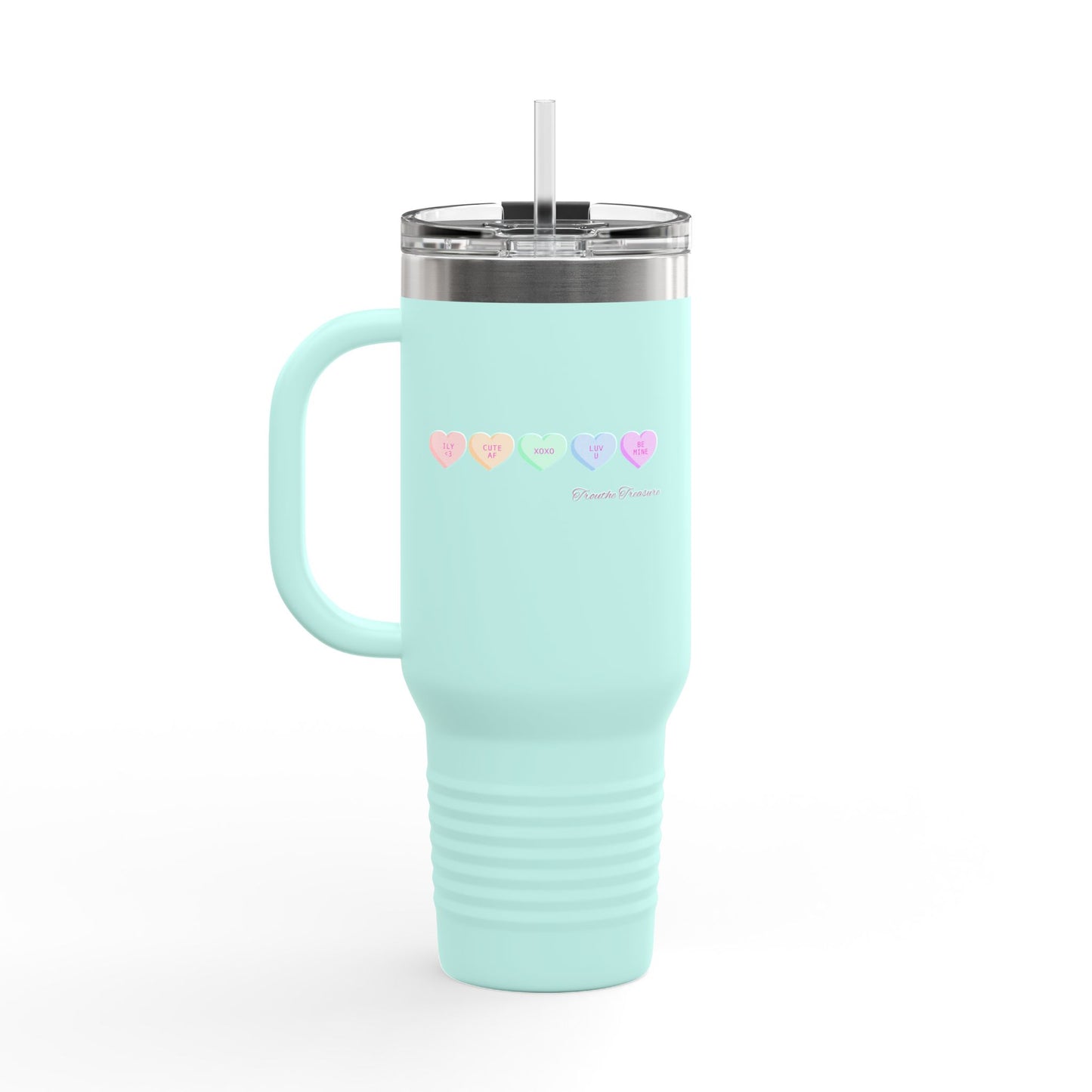 Colorful Hearts Insulated Travel Mug - 40oz, Perfect for Coffee Lovers & Gifts