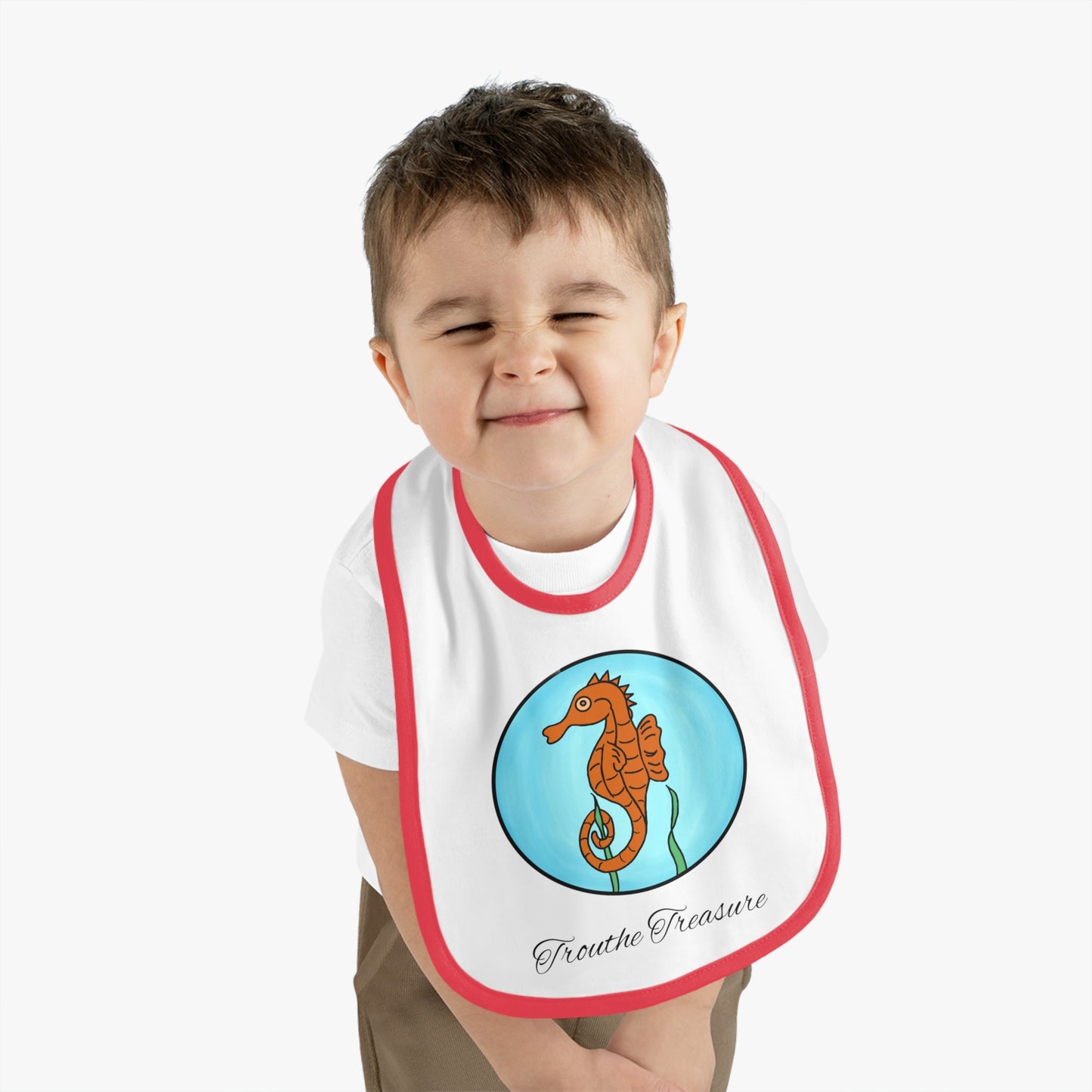 Seahorse - Baby Contrast Trim Jersey Bib