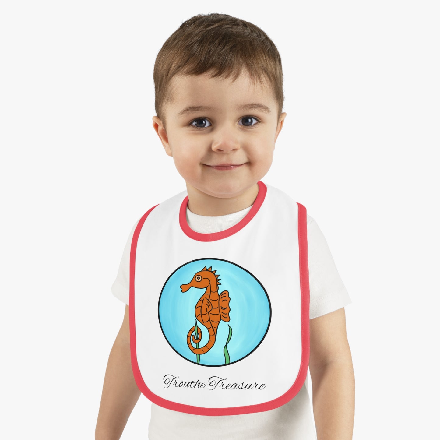 Seahorse - Baby Contrast Trim Jersey Bib