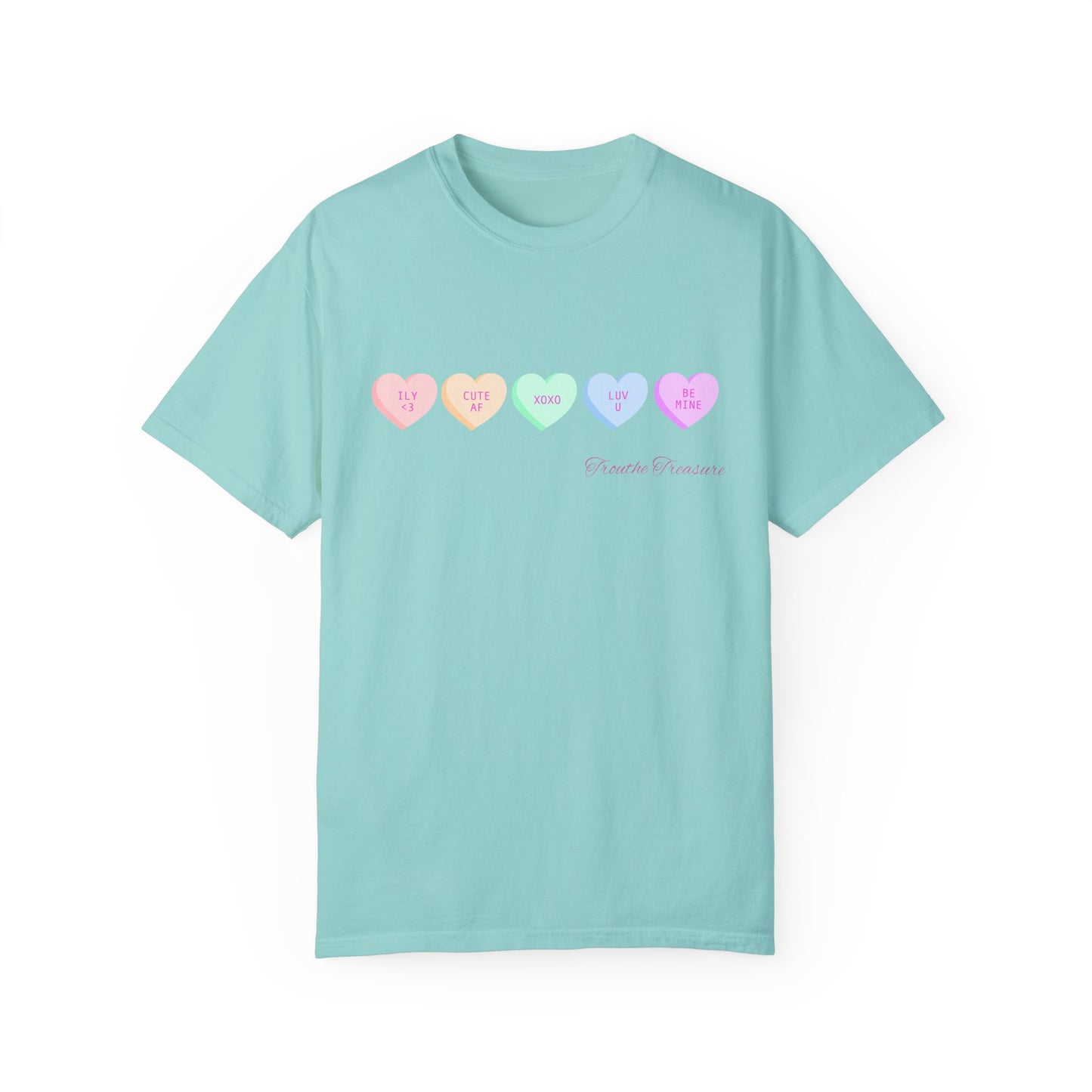 Cute Hearts Unisex Garment-Dyed T-Shirt for Valentine's Day