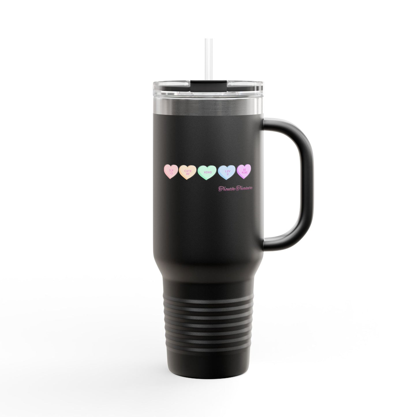 Colorful Hearts Insulated Travel Mug - 40oz, Perfect for Coffee Lovers & Gifts