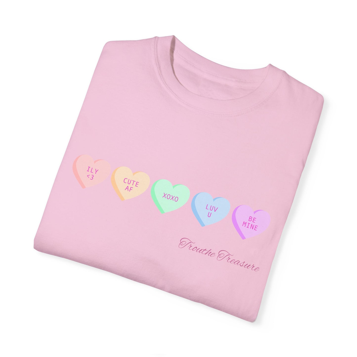 Cute Hearts Unisex Garment-Dyed T-Shirt for Valentine's Day