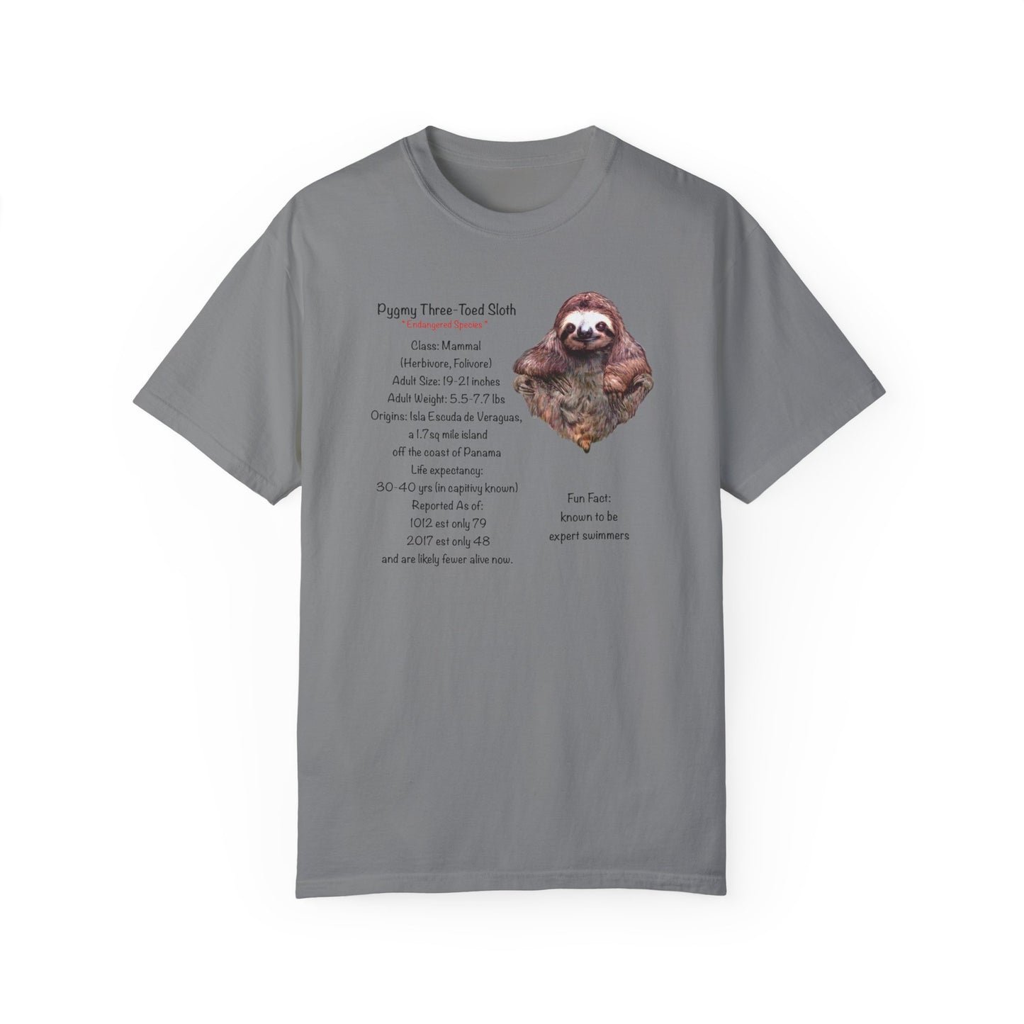 Endangered Pygmy Sloth - Unisex Garment-Dyed T-shirt