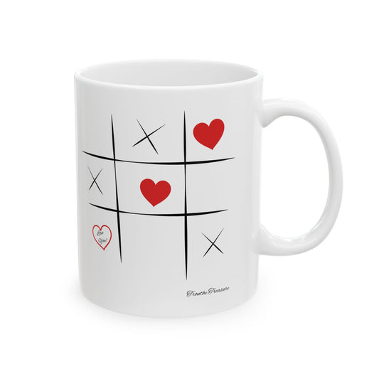 Love Game Ceramic Mug - Fun & Playful Heart Design for Coffee Lovers
