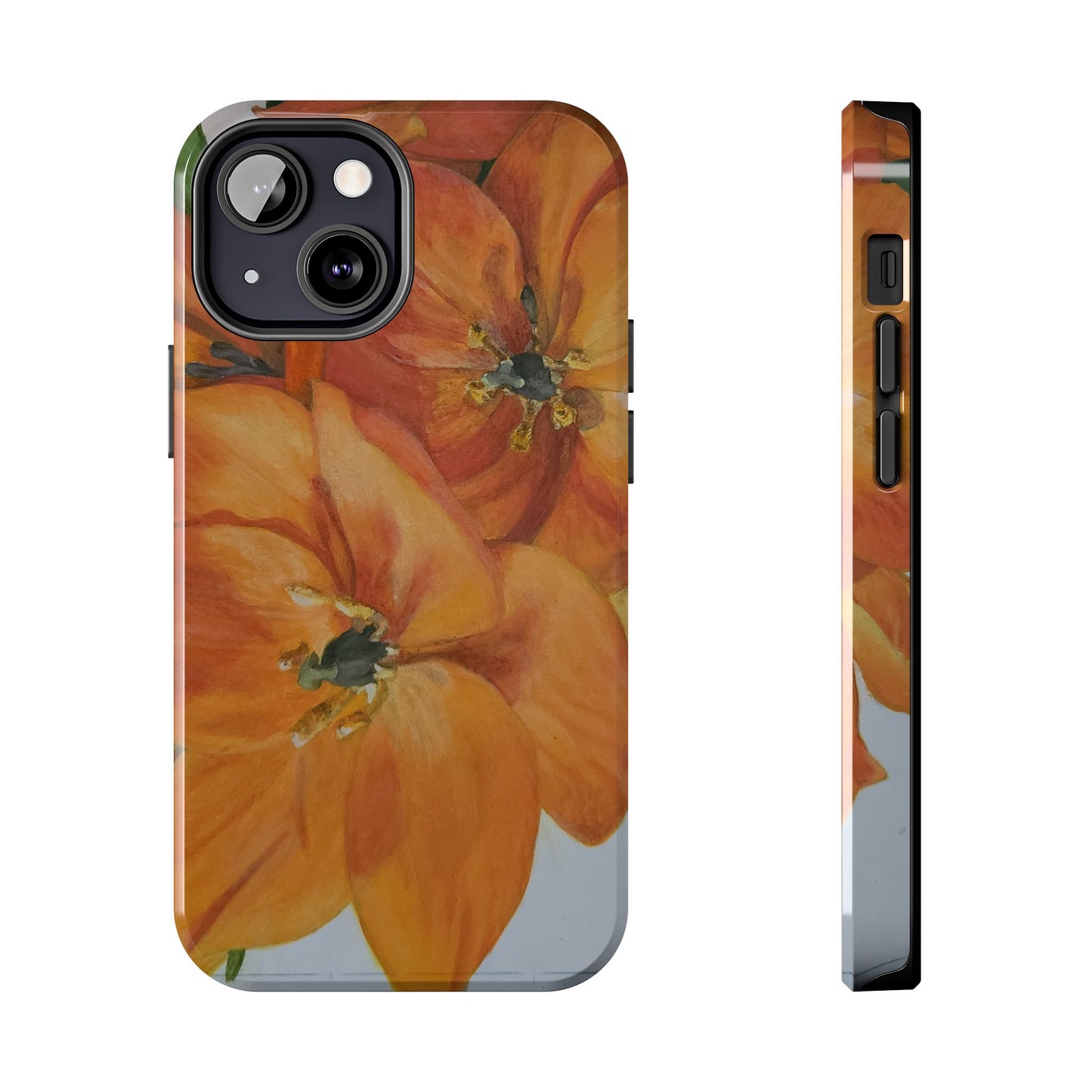 Orange floral - Tough Phone Cases