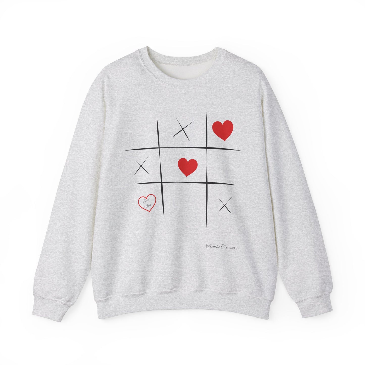 Love Game Unisex Crewneck Sweatshirt - Tik Tak Toe Heart Design