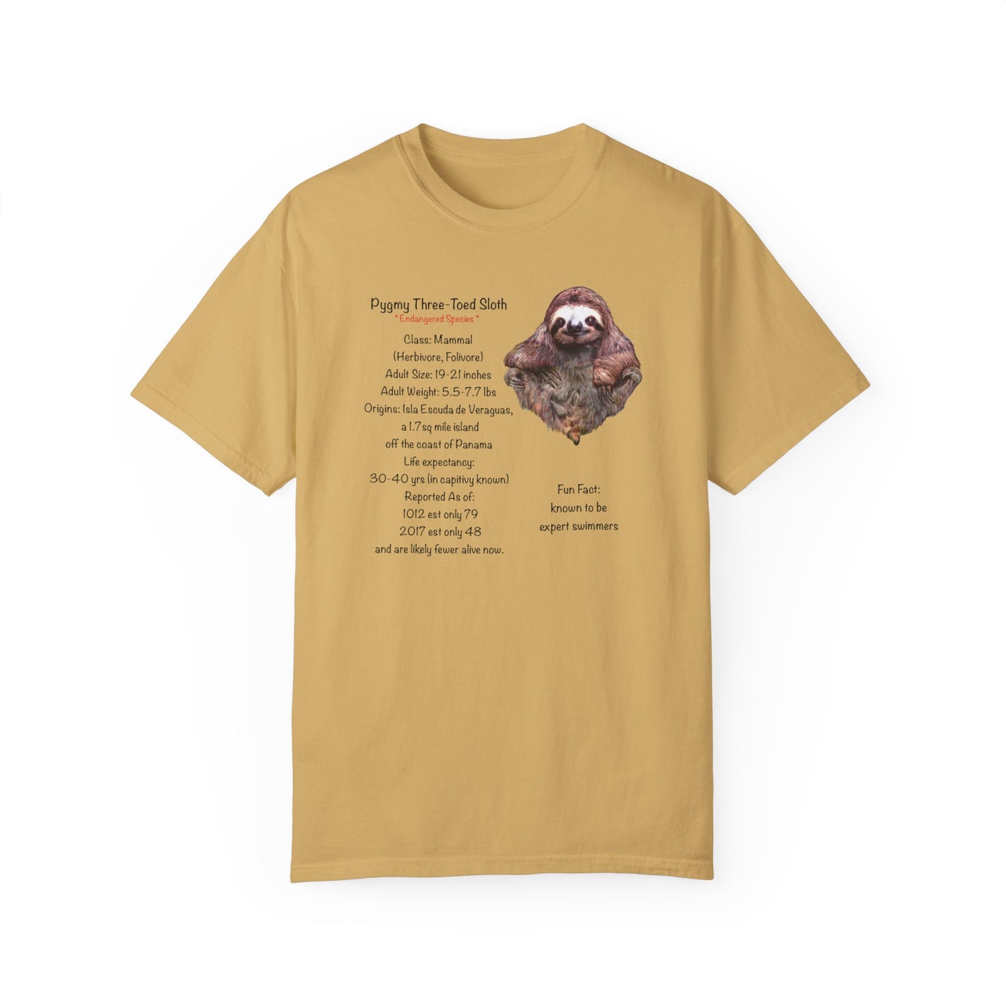 Endangered Pygmy Sloth - Unisex Garment-Dyed T-shirt