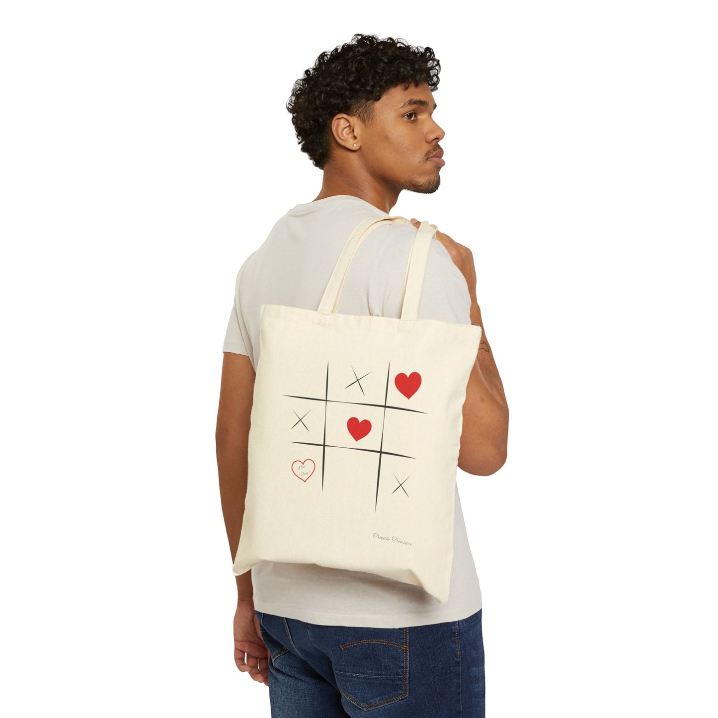 Cute Tic-Tac-Toe Hearts Cotton Canvas Tote Bag - Perfect for Gifts and Everyday Use