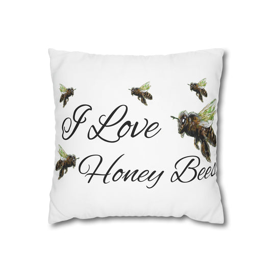 Trouthe Treasure / Honey Bee - Square Poly Canvas Pillowcase .