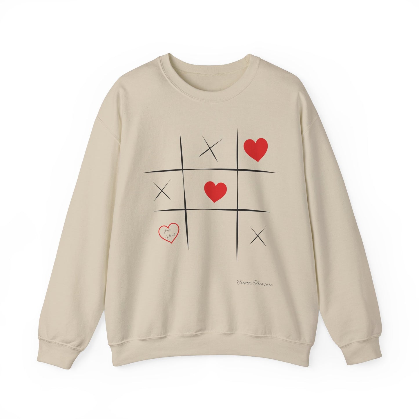 Love Game Unisex Crewneck Sweatshirt - Tik Tak Toe Heart Design