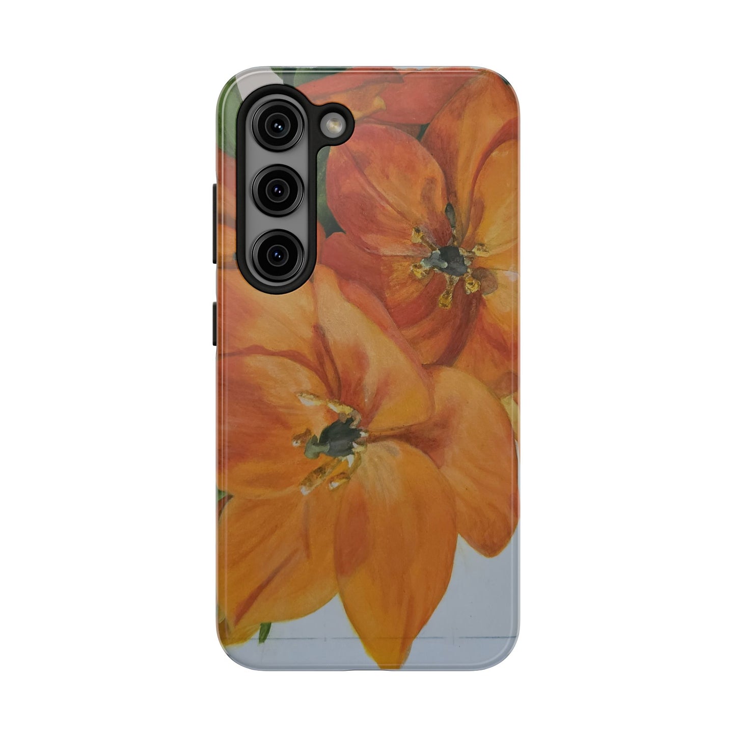 Orange floral - Tough Phone Cases