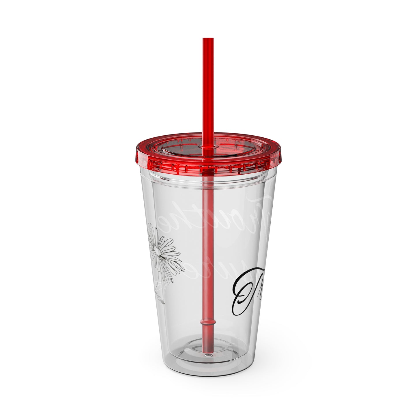 Sunsplash 16oz Tumbler with Straw - 'Treasure' Design, Clear Travel Cup for Drinks, Perfect Gift for All Occasions