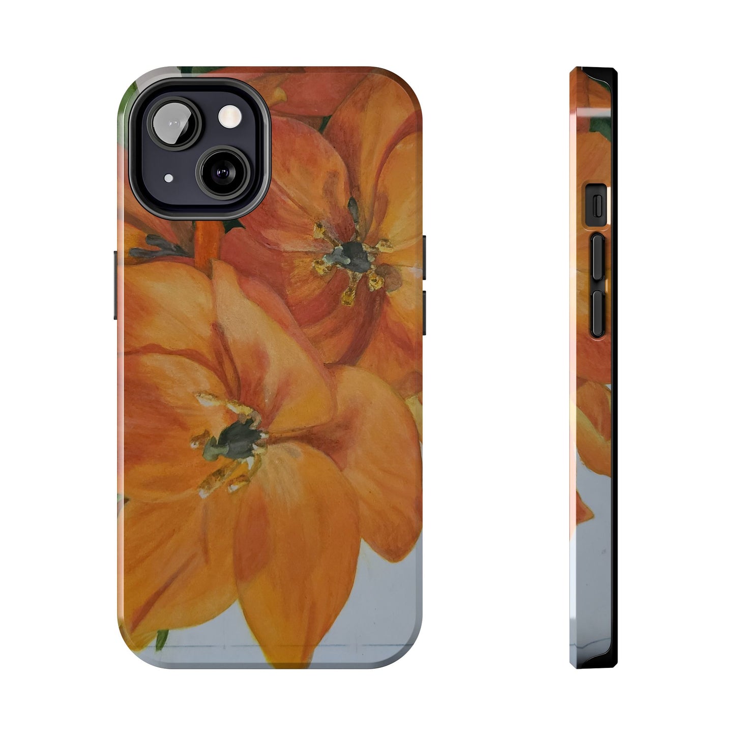 Orange floral - Tough Phone Cases
