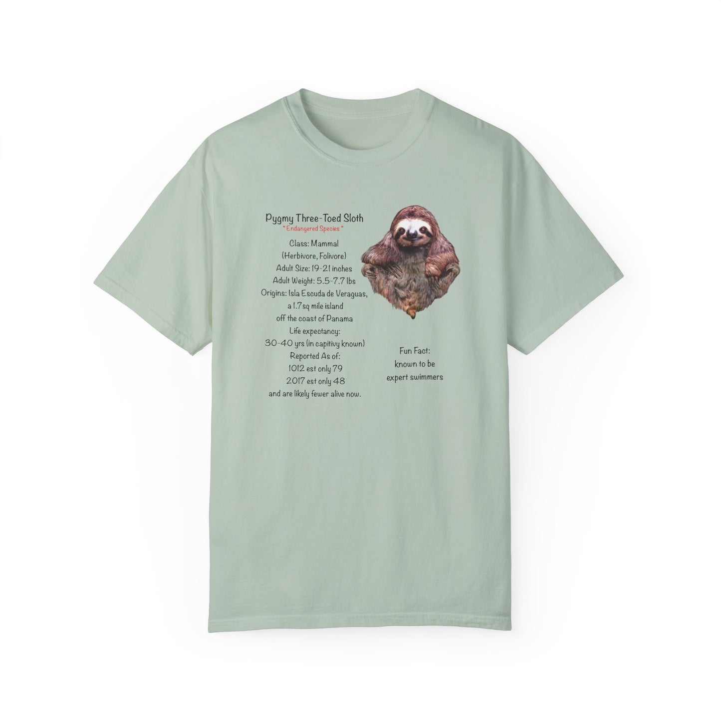 Endangered Pygmy Sloth - Unisex Garment-Dyed T-shirt