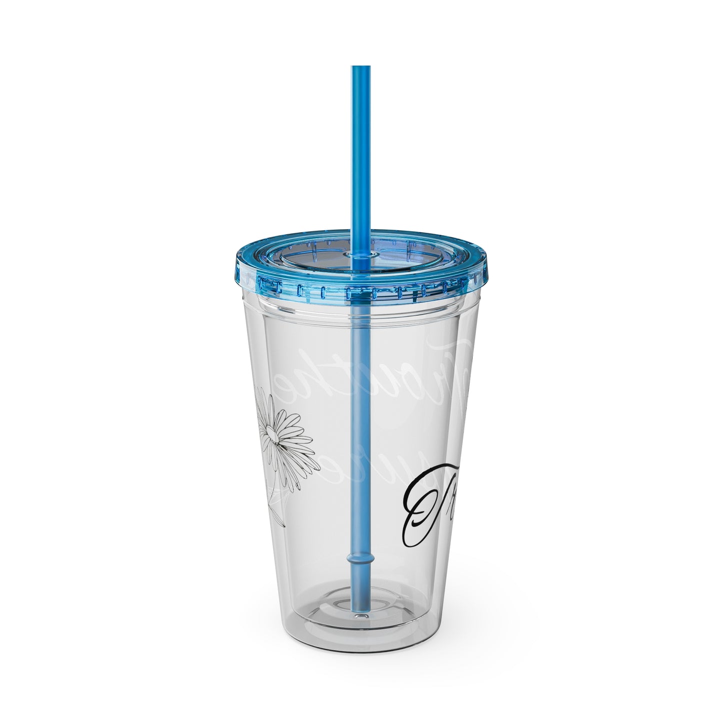 Sunsplash 16oz Tumbler with Straw - 'Treasure' Design, Clear Travel Cup for Drinks, Perfect Gift for All Occasions