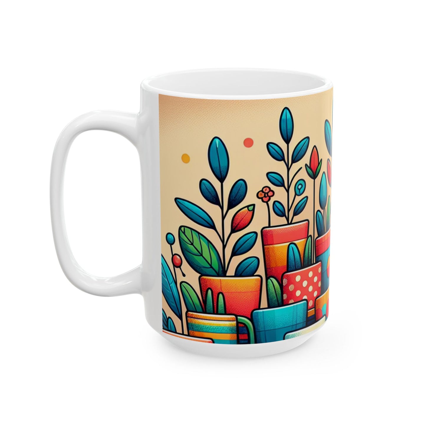 Vibrant Botanical Ceramic Mug - Perfect Gift for Plant Lovers