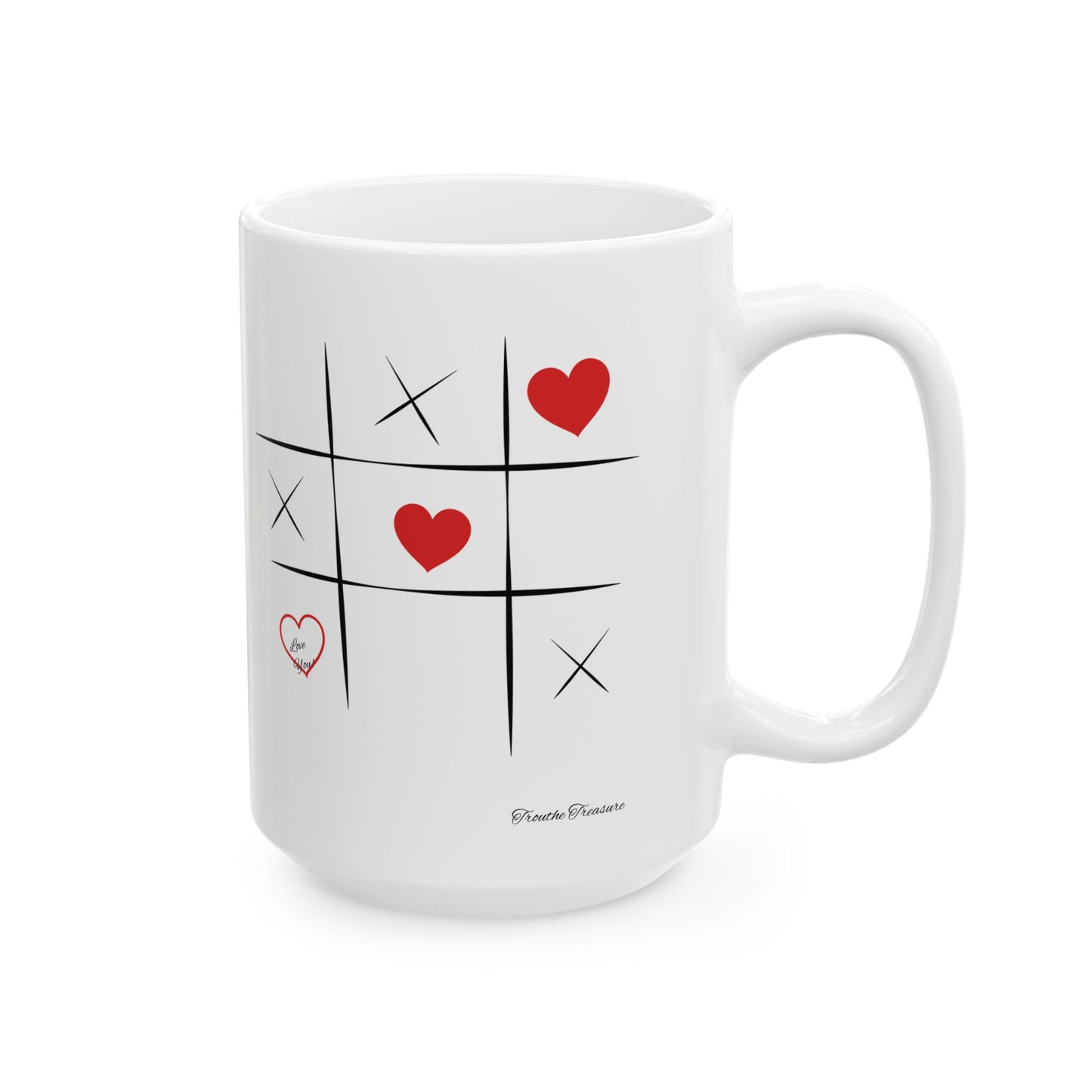 Love Game Ceramic Mug - Fun & Playful Heart Design for Coffee Lovers