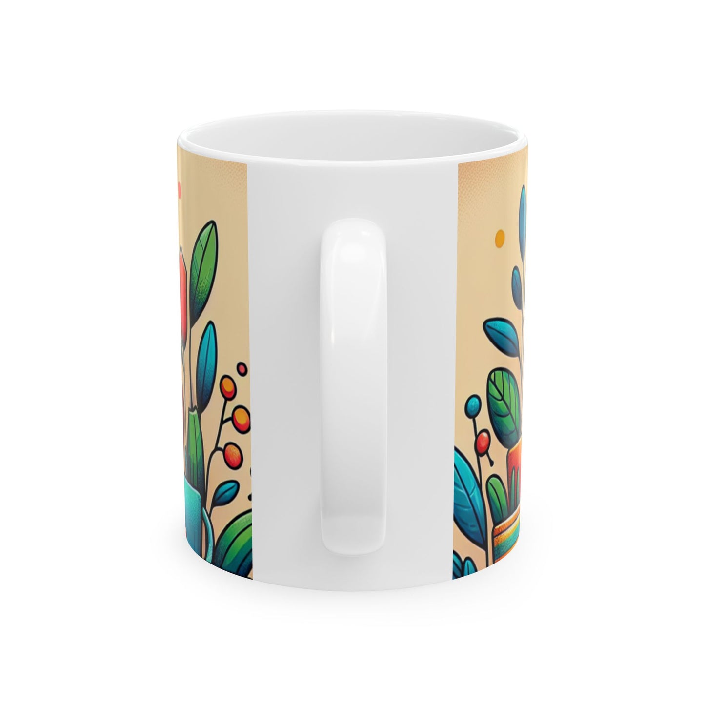 Vibrant Botanical Ceramic Mug - Perfect Gift for Plant Lovers