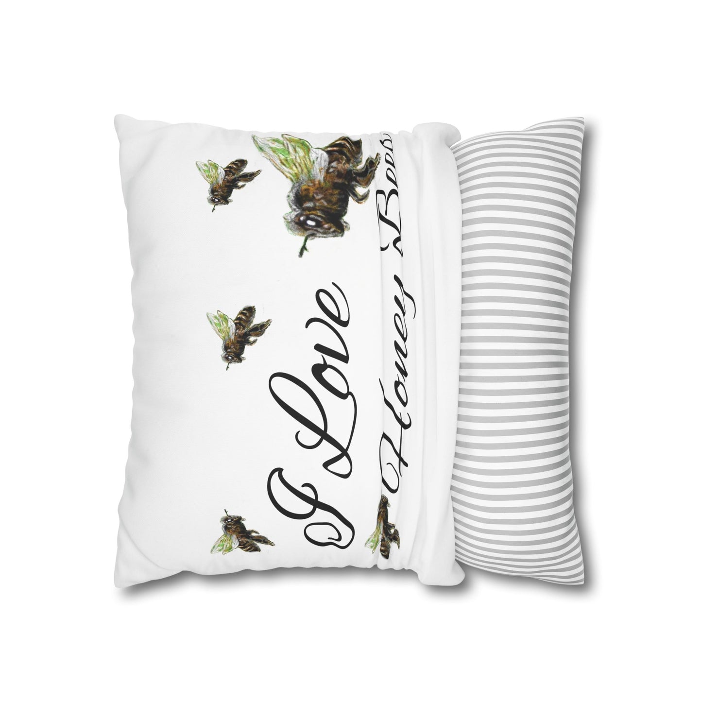 Trouthe Treasure / Honey Bee - Square Poly Canvas Pillowcase .