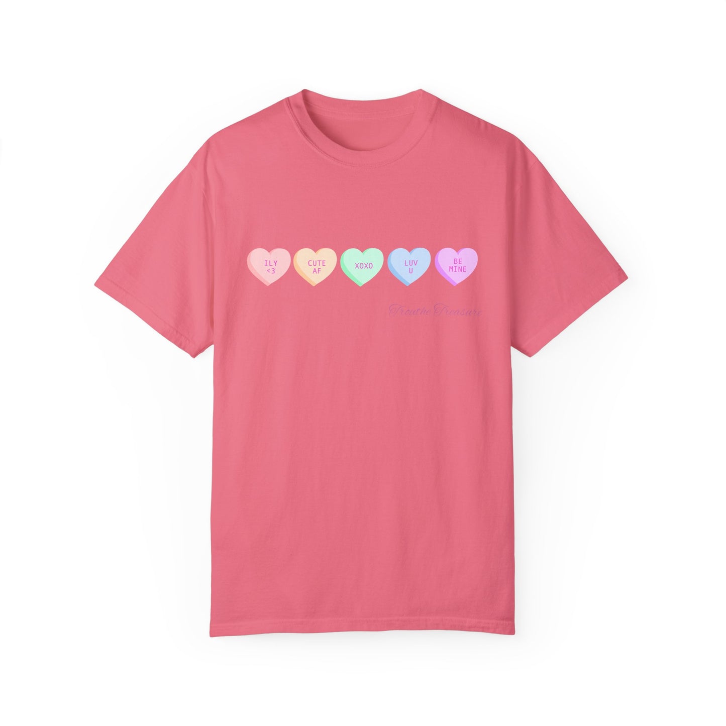 Cute Hearts Unisex Garment-Dyed T-Shirt for Valentine's Day