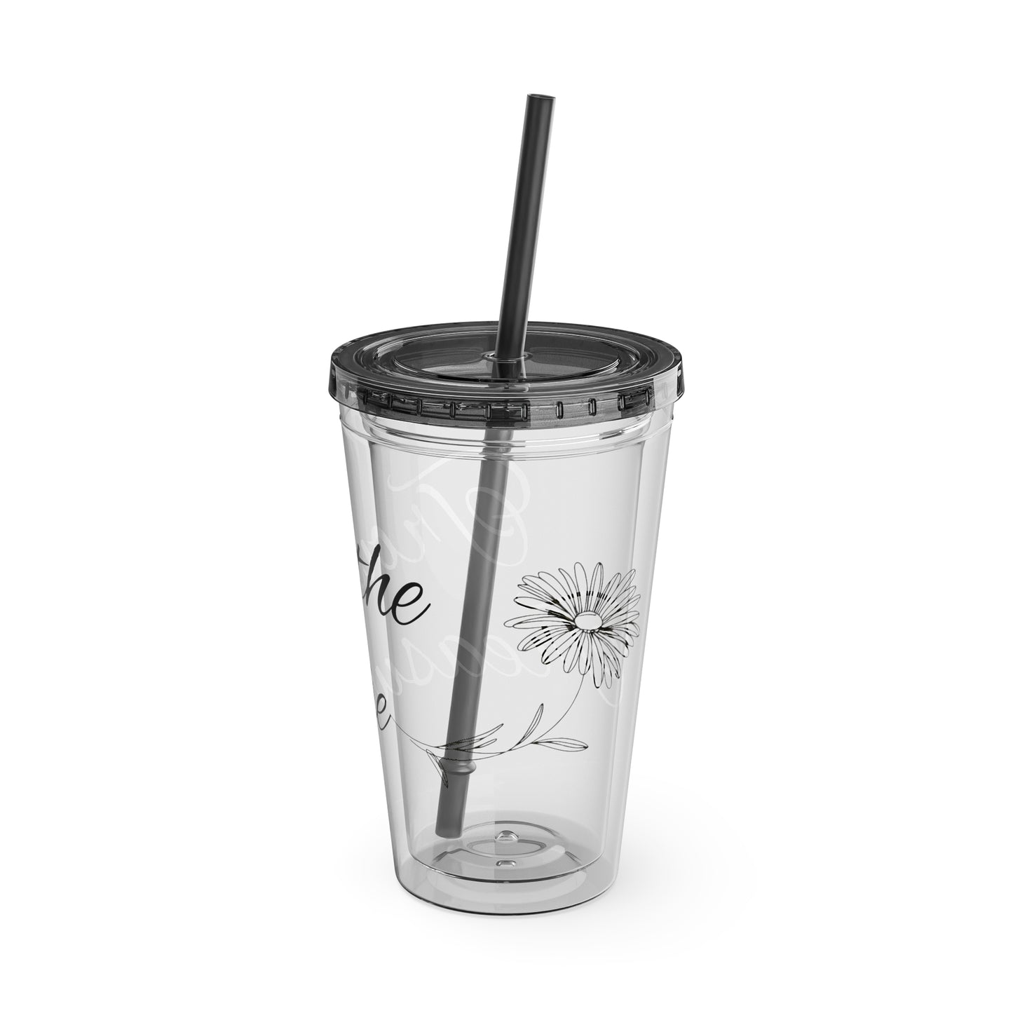 Sunsplash 16oz Tumbler with Straw - 'Treasure' Design, Clear Travel Cup for Drinks, Perfect Gift for All Occasions