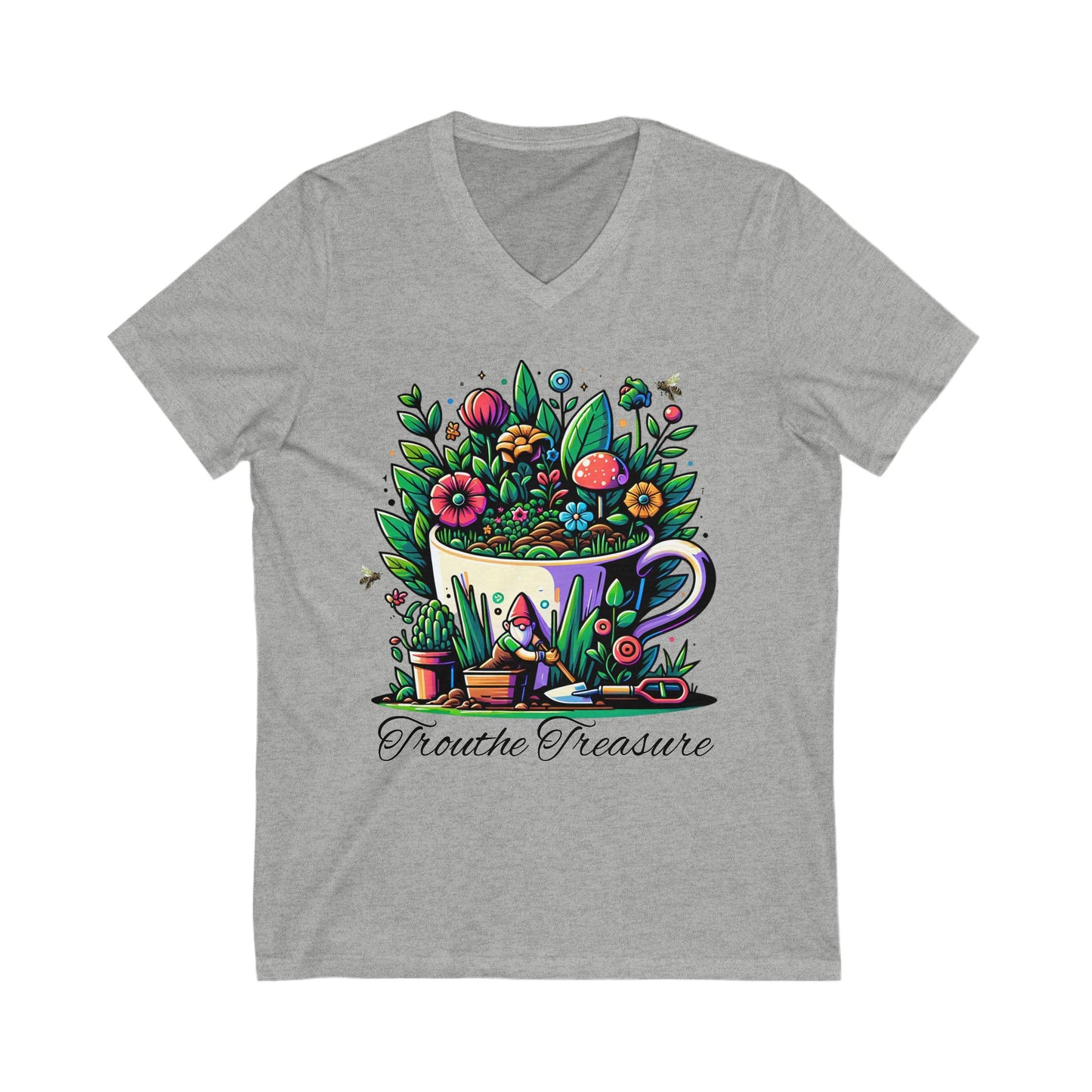 Friendly Garden V-Neck Tee - "Frothing Treasures" Floral Design